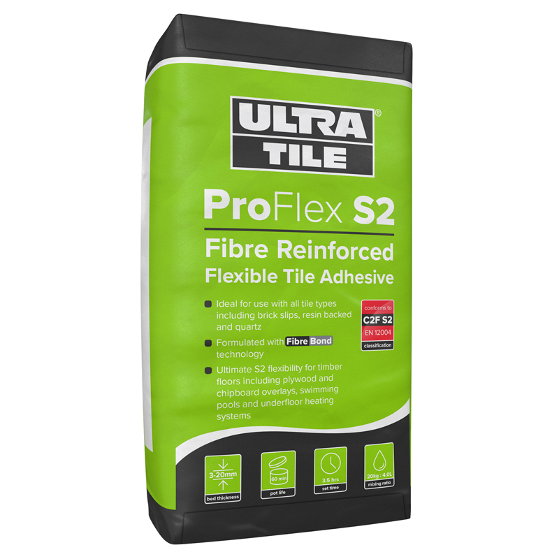 Ultra Tile ProFlex Rapid Set S2 Fibre Reinforced Flexible S2 Adhesive White 20kg Warm Floor Store